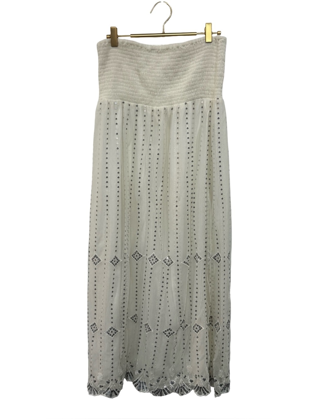 🫧💿 Free People White Maxi Midi Dress OR Skirt with Silver Embellishment 💿🫧 - Picture 2 of 5